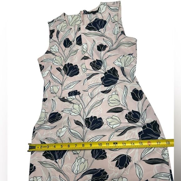 Banana Republic Light Pink Black White Floral Sleeveless Sheath Dress knee - Picture 7 of 9